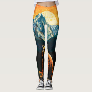 Glass Wildlife Mountain Sunset Bear Leggings