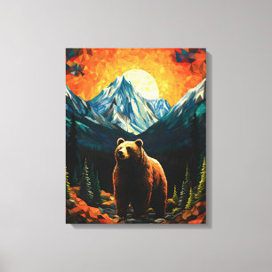 Glass Wildlife Mountain Sunset Bear Leinwanddruck