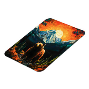 Glass Wildlife Mountain Sunset Bear Magnet