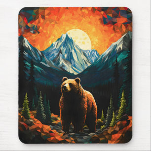 Glass Wildlife Mountain Sunset Bear Mousepad