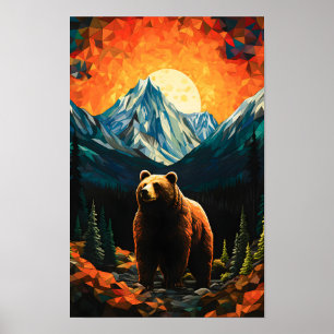 Glass Wildlife Mountain Sunset Bear Poster