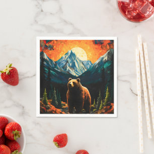 Glass Wildlife Mountain Sunset Bear Serviette