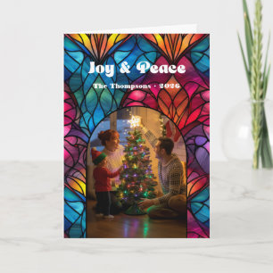 Glass Window Joy & Peace Christmas Foto Feiertagskarte