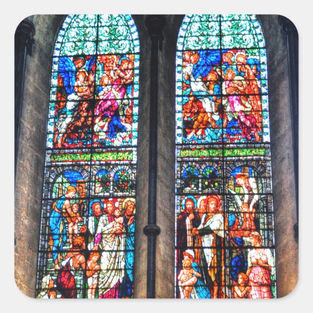 Glass Windows, Salisbury Cathedral, Vereinigtes Kö Quadratischer Aufkleber (Vorderseite)