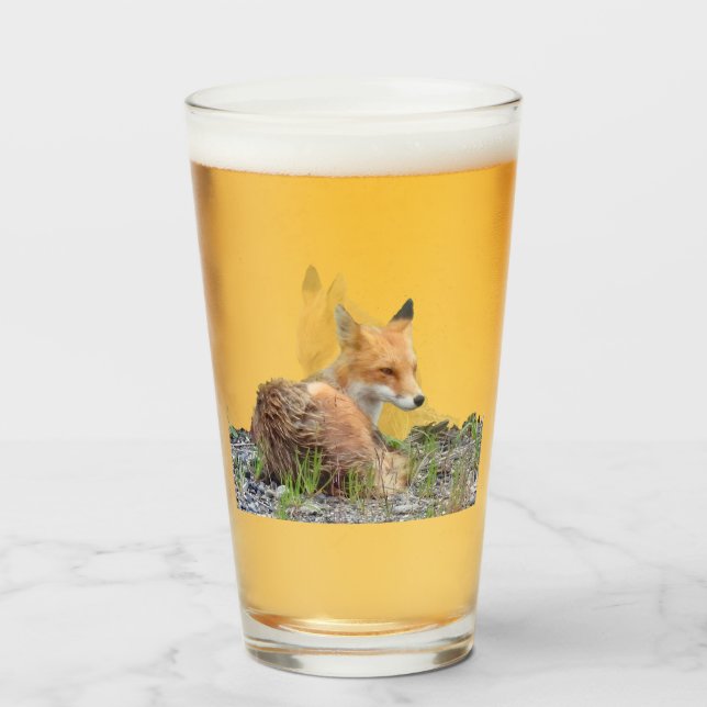 Glasschale mit Fuchs Glas (Vorne (Gefüllt))