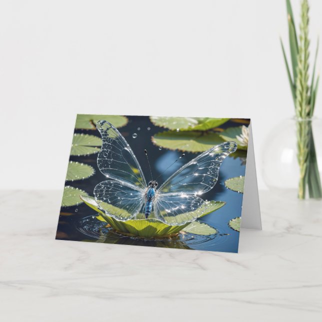 Glasschmetterling zum Geburtstag Karte (Vorderseite)