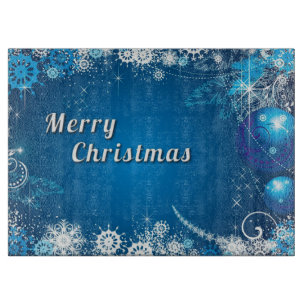 Glasschneidebrett/blaue Ornamente Schneidebrett