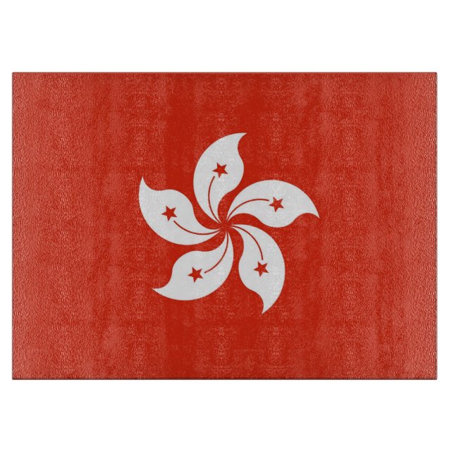 Glasschneidebrett mit der Flagge Hongkongs Schneidebrett (Vorderseite)