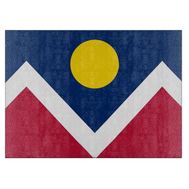 Glasschneidebrett mit der Flagge von Denver City Schneidebrett (Vorderseite)