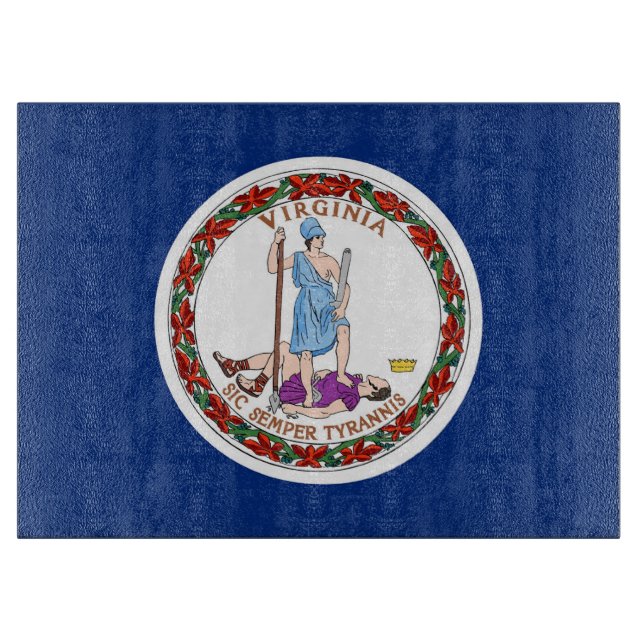 Glasschneidebrett mit der Flagge von Virginia, USA Schneidebrett (Vorderseite)