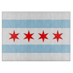 Glasschneidebrett mit Flagge von Chicago, USA Schneidebrett