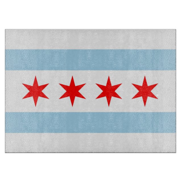 Glasschneidebrett mit Flagge von Chicago, USA Schneidebrett (Vorderseite)