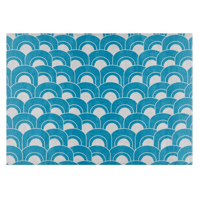 Glasschneiden-Brett-Mod bewegt Blau wellenartig Schneidebrett (Vorderseite)