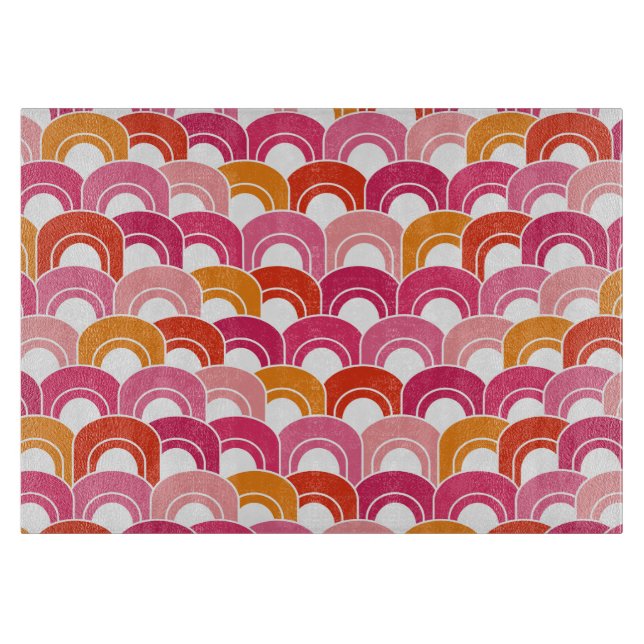 Glasschneiden-Brett-Mod bewegt Rosa wellenartig+ Schneidebrett (Vorderseite)