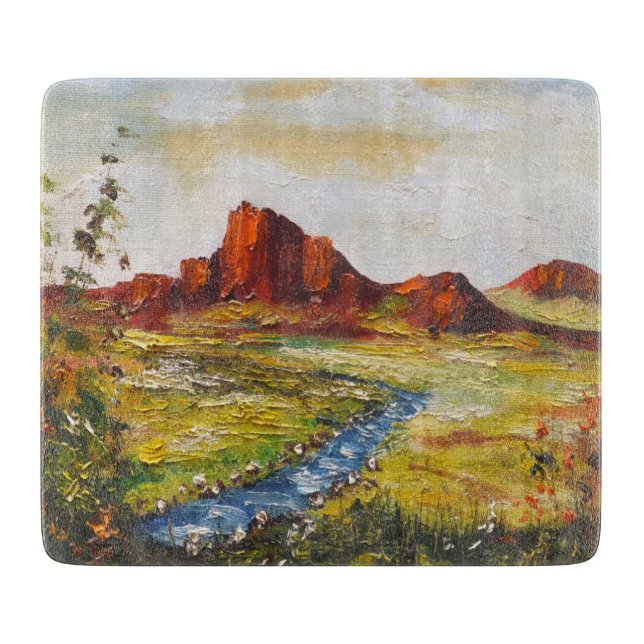 Glasschneider Ann Hayes Painting Red Rock Ca Schneidebrett (Vorderseite)