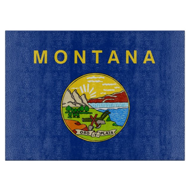 Glasschneider mit Flag Montana USA Schneidebrett (Vorderseite)