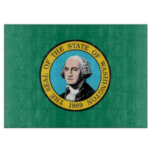 Glasschneider mit Flag Washington, USA Schneidebrett