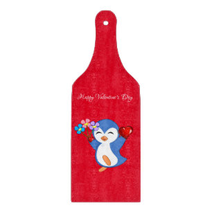 Glasschneider Valentinstag Pinguin Hearts Schneidebrett