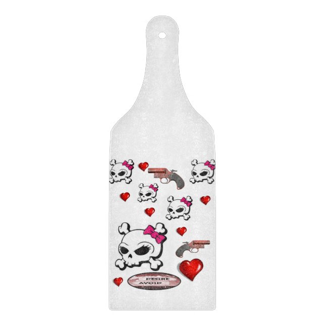 Glasschneider Valentintagskull Schneidebrett (Vorderseite)