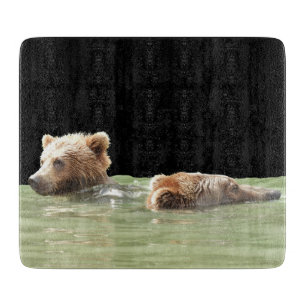 Glasschnitt-Board 7,5" x 6,5" mit Grizzellären Schneidebrett