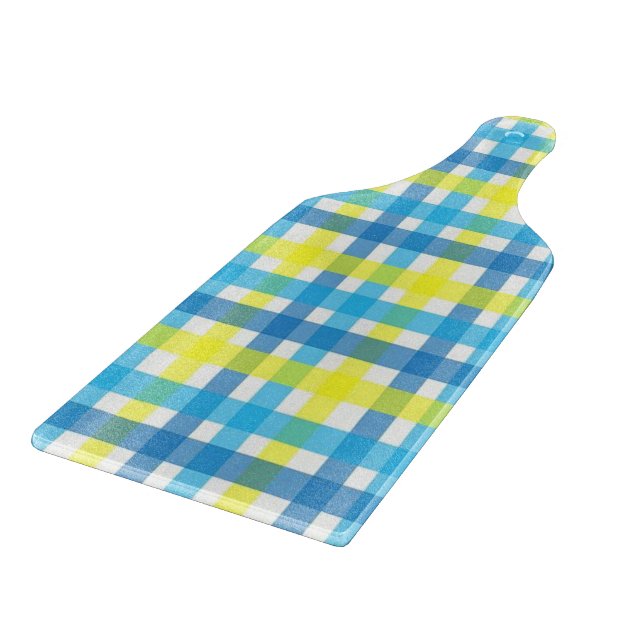 Glasseidene, gelb blau Kariert Schneidebrett (Ecke)