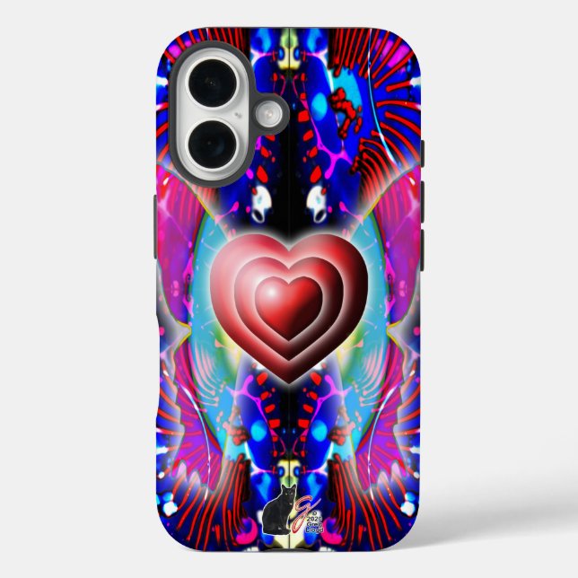 Glasseidene Herzen iPhone 16 Hülle (Rückseite)