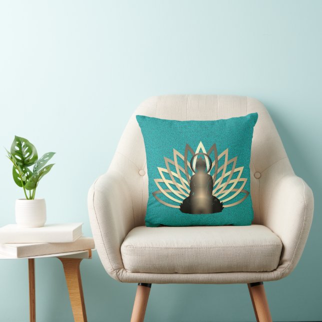 Glassendes Buddha-Lotus-Kissen Kissen (Stuhl )