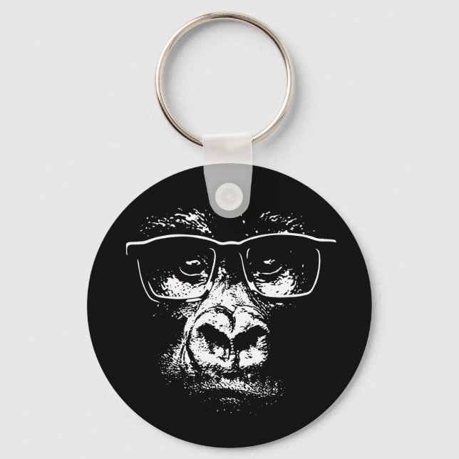 Glasses Gorilla Schlüsselanhänger (Vorderseite)