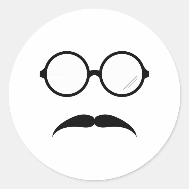 Glasses & Mustache Runder Aufkleber (Vorderseite)