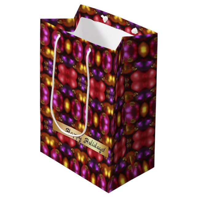 Glassornament-Muster Geschenktasche Mittlere Geschenktüte (Vorderseite Schrägansicht)