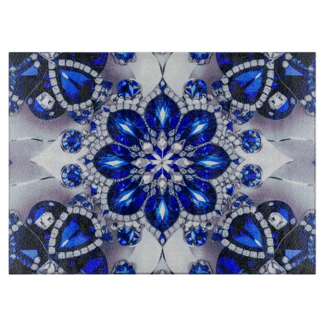 Glasspanplatte mit blauen weißen Farben Schneidebrett (Vorderseite)