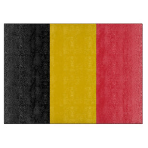 Glasspanplatte mit der Flagge Belgiens Schneidebrett