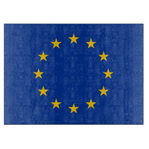 Glasspanplatte mit der Flagge der europäischen Gew Schneidebrett