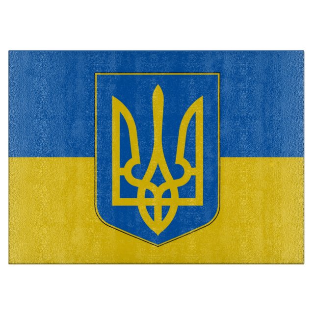 Glasspanplatte mit der Flagge der Ukraine Schneidebrett (Vorderseite)