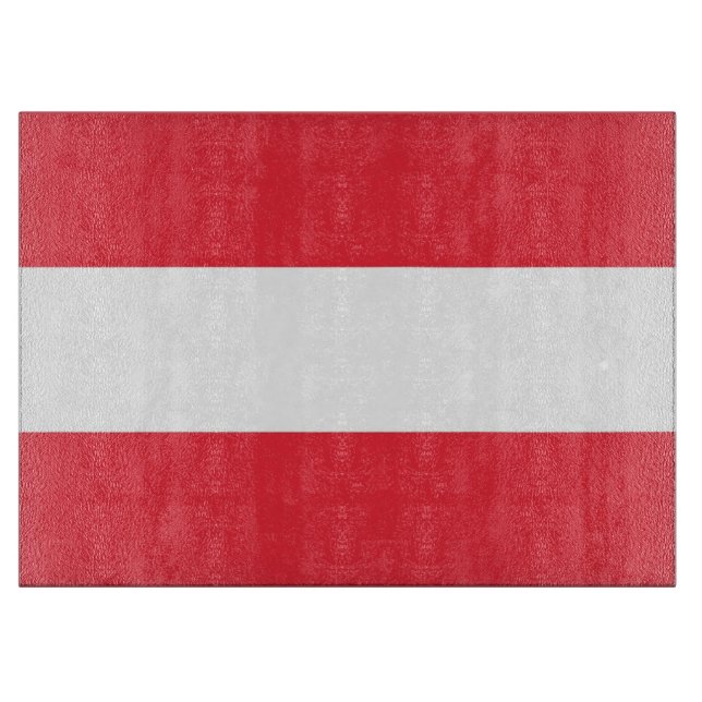 Glasspanplatte mit der Flagge Österreichs Schneidebrett (Vorderseite)
