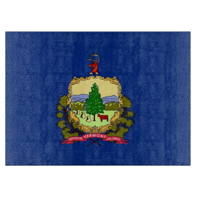 Glasspanplatte mit der Flagge von Vermont, USA Schneidebrett (Vorderseite)