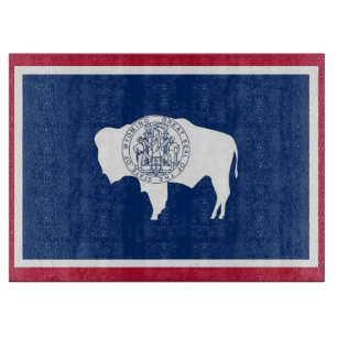 Glasspanplatte mit der Flagge von Wyoming USA Schneidebrett