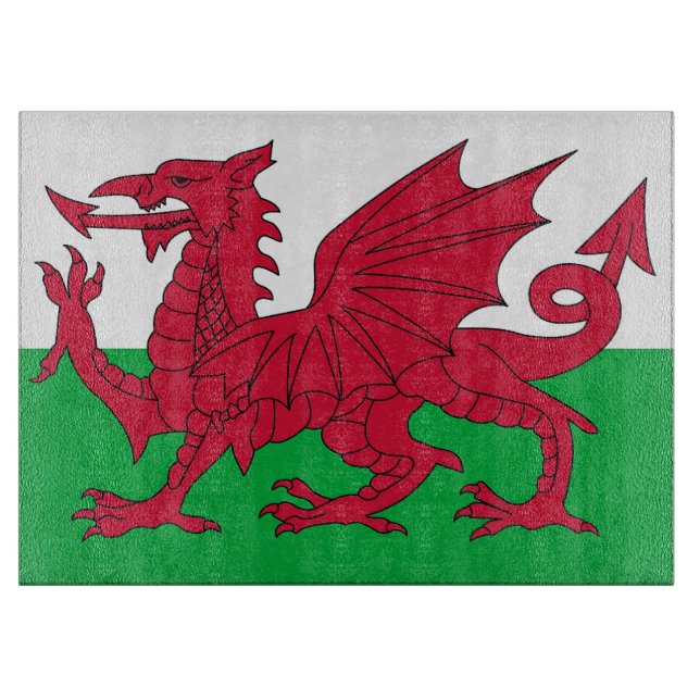 Glasspanplatte mit Flagge von Wales Schneidebrett (Vorderseite)