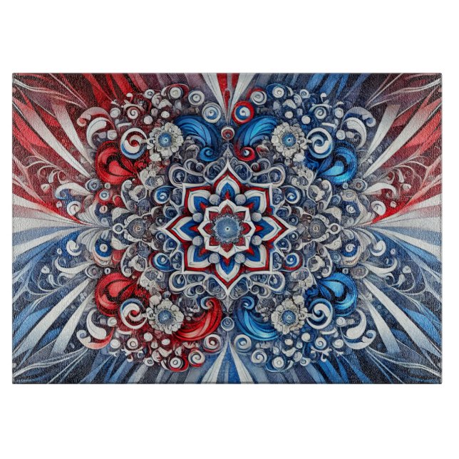 Glasspanplatte mit französischen Farben Schneidebrett (Vorderseite)