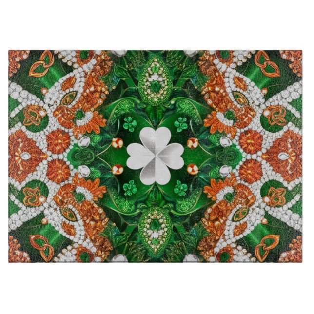 Glasspanplatte mit irischen Farben Schneidebrett (Vorderseite)