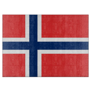 Glasspanplatte mit norwegischer Flagge Schneidebrett