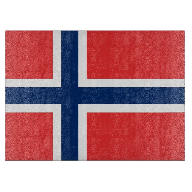 Glasspanplatte mit norwegischer Flagge Schneidebrett (Vorderseite)