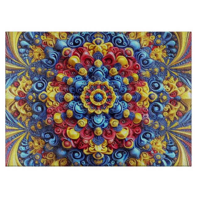 Glasspanplatte mit rumänischen Farben Schneidebrett (Vorderseite)