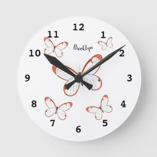 Glasswing butterfly cartoon illustration runde wanduhr