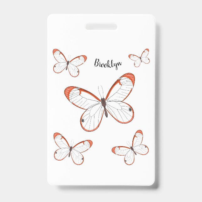 Glasswing-Schmetterling-Cartoon Ausweis (Vorderseite)