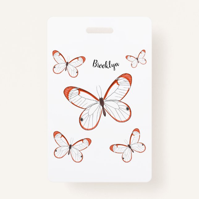 Glasswing-Schmetterling-Cartoon Ausweis (Vorderseite)