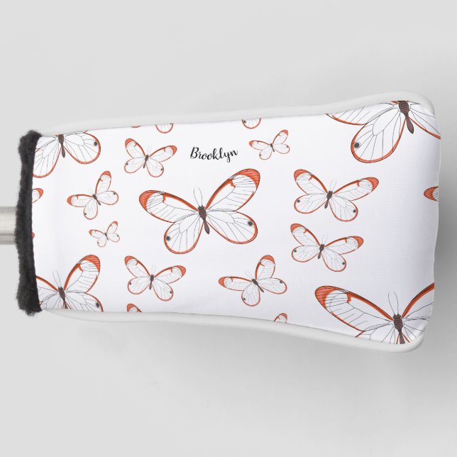 Glasswing-Schmetterling-Cartoon Golf Headcover (Vorderseite)