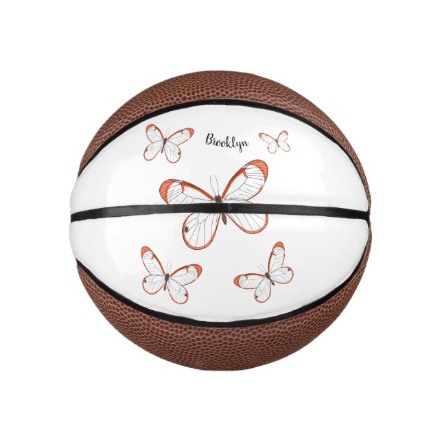 Glasswing-Schmetterling-Cartoon Mini Basketball (Vorderseite)