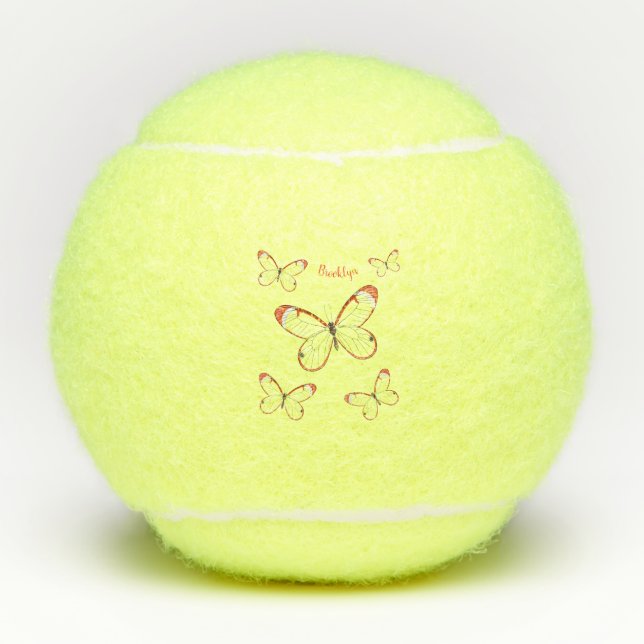 Glasswing-Schmetterling-Cartoon Tennisbälle (Vorderseite)