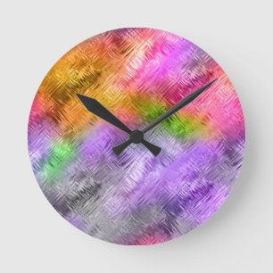 Glassy Ametrine Lila Textur Runde Wanduhr